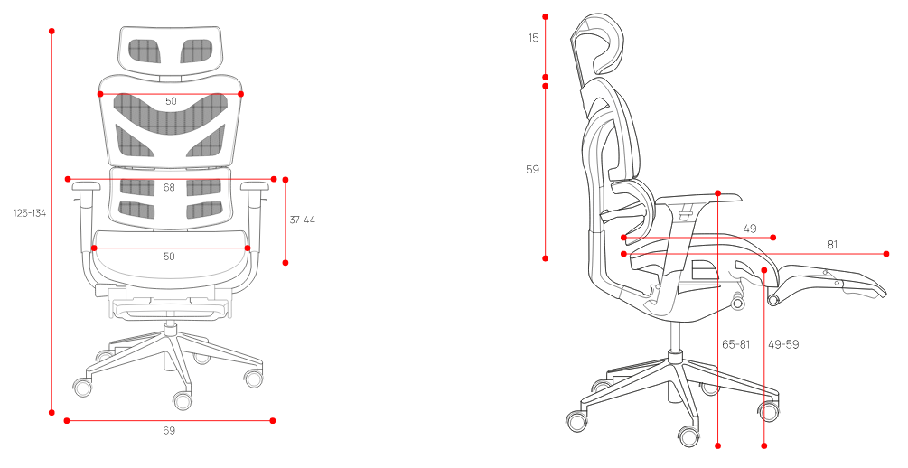 Scaun ergonomic multifunctional VMT 9500 Negru spătar/tetiera/cotiera reglabil reglabil