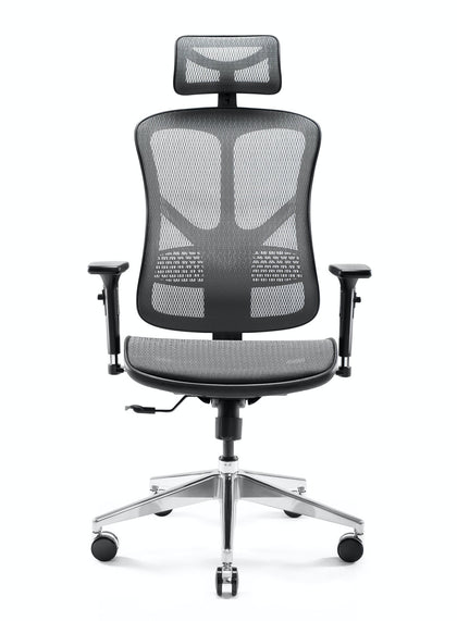 Scaun ergonomic multifunctional VE 5902 Negru-Gri, sprijin gât, spătar/cotiere reglabil