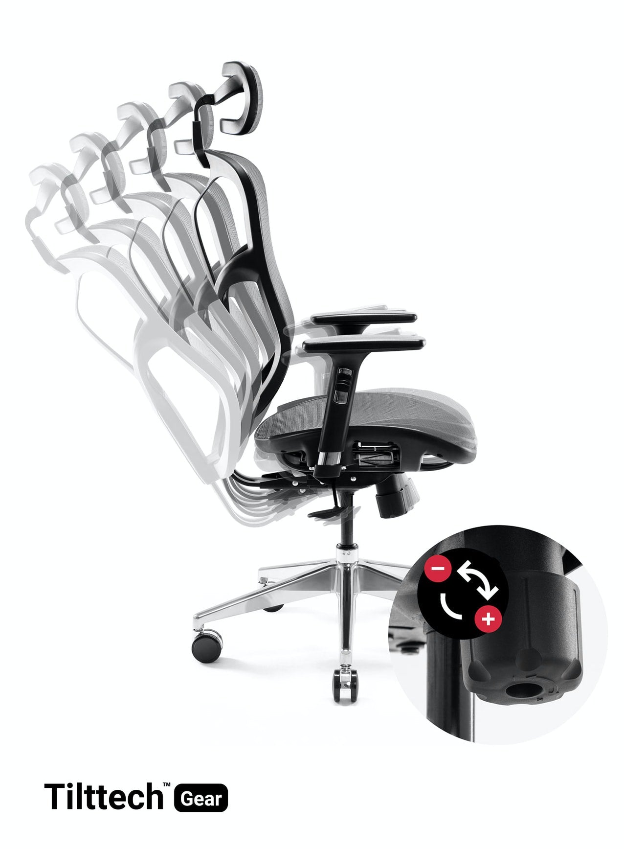 Scaun ergonomic multifunctional VE 5902 Negru-Gri, sprijin gât, spătar/cotiere reglabil