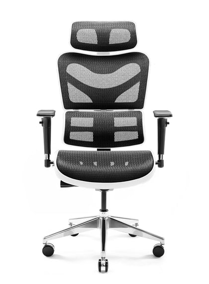 Scaun Birou Ergonomic Comandor CDM 9500 Alb-Negru, Spătarul/Tetiera Reglabila