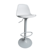 Scaun de bar reglabil, modern, alb, scaun piele ecologica cu spate, scaun de bucatarie, scaun pivotant pe înălțime, cu bază cromată - CentrumScaune.ro