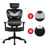 Scaun gaming VASKI, tetiera reglabila, perna lombara, Spatar mesh, culoare Negru