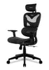 Scaun gaming VASKI, tetiera reglabila, perna lombara, Spatar mesh, culoare Negru