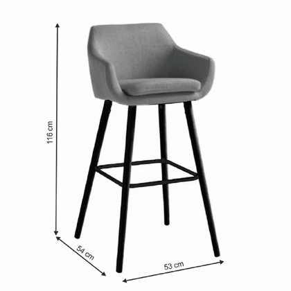 Scaune bar telescopice tapitat piele ecologica 218 Gri Deschis, Picioare Lemn - CentrumScaune.ro