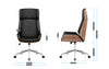 Scaun de birou KANSAS, recliner, Incarcat pana la 150 KG, Structura lemn, piele neagra