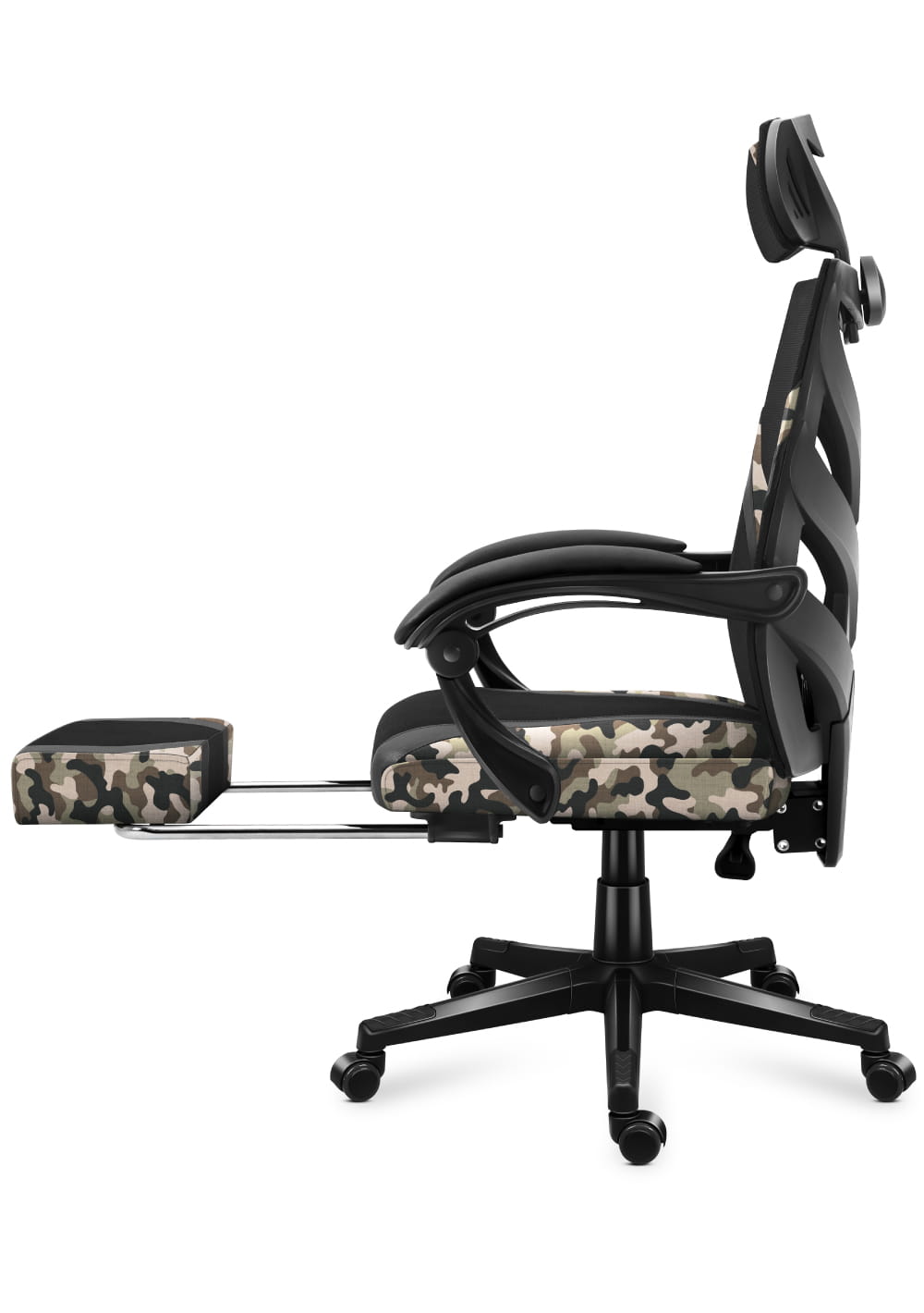 Scaun gaming, perna lombară, suport picioare, funcție sezlong, material textil, Negru/Forest