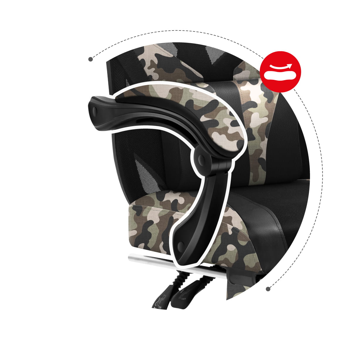 Scaun gaming, perna lombară, suport picioare, funcție sezlong, material textil, Negru/Forest