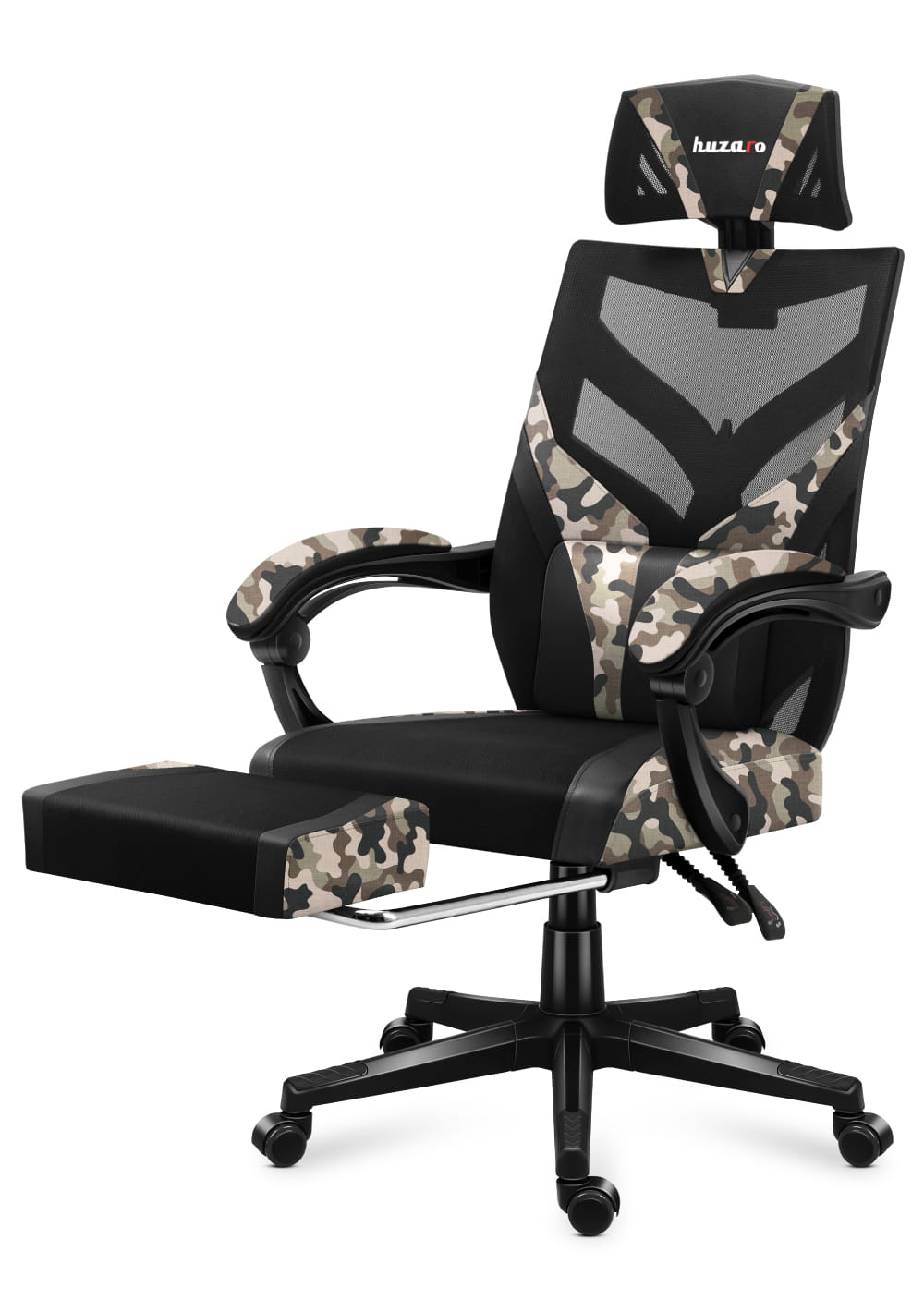 Scaun gaming, perna lombară, suport picioare, funcție sezlong, material textil, Negru/Forest