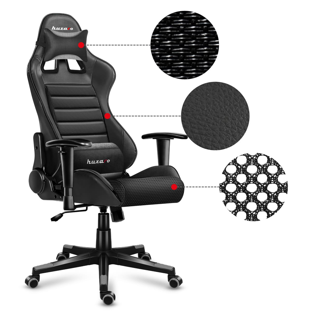 Scaune Gaming, Mesh, Perna lombara, Negru