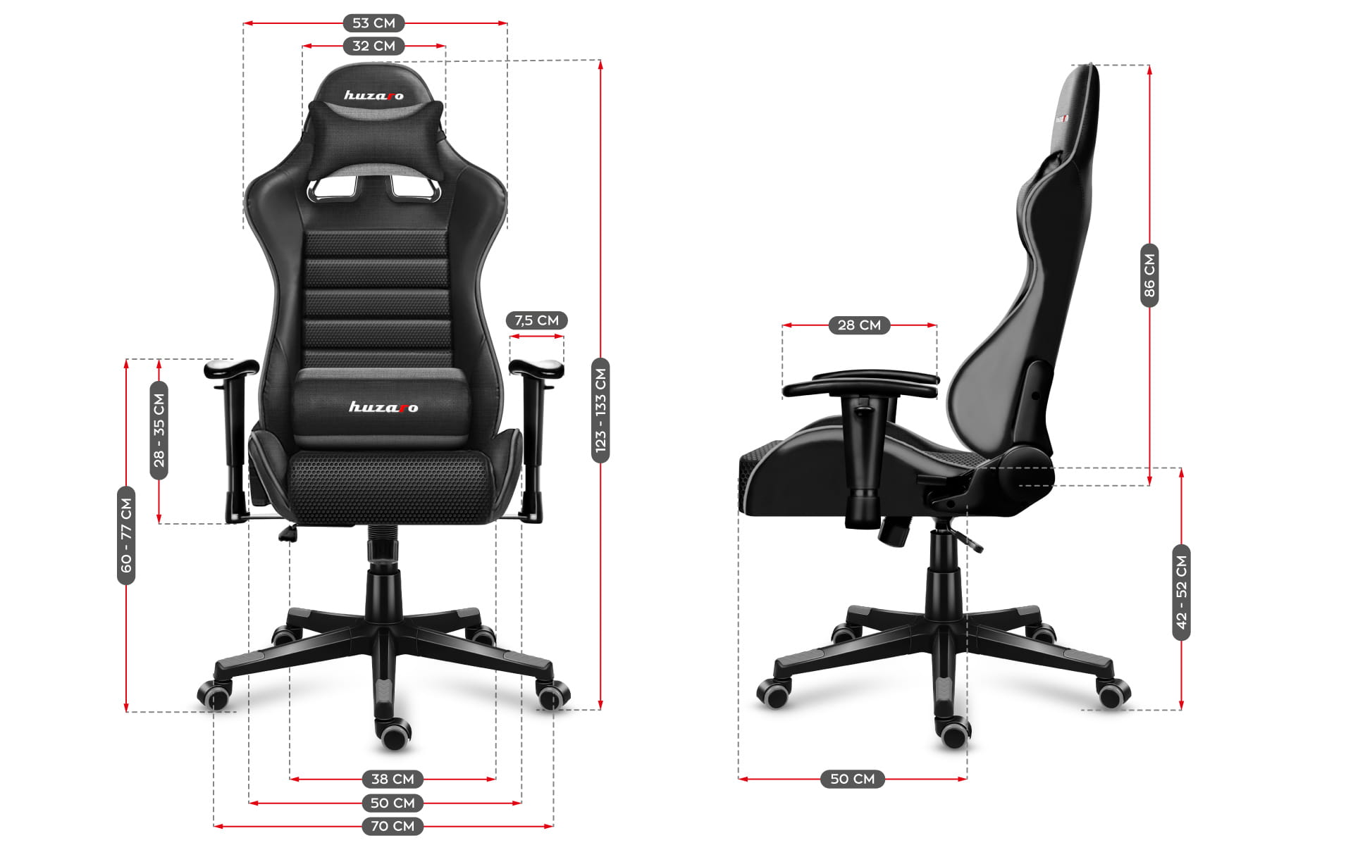 Scaune Gaming, Mesh, Perna lombara, Negru