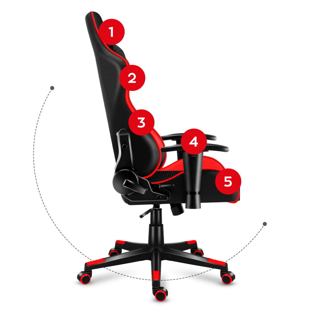 Scaun Gaming, Perna Lombara, Tetiera, Rosu