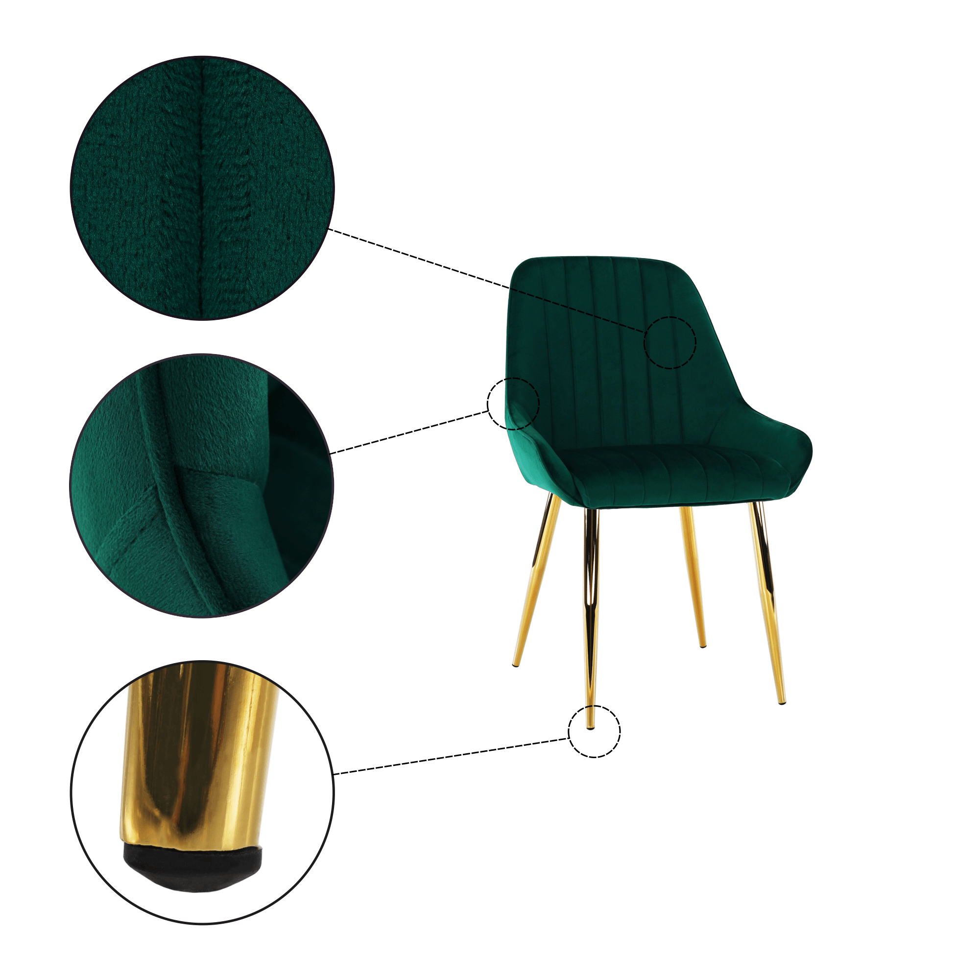 Scaun de sufragerie, design contemporan, textil, picioare aurii, Boris