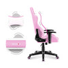 Scaun de gaming birou copii Lady, piele perforata, perna lombara, in piele, culoare Roz