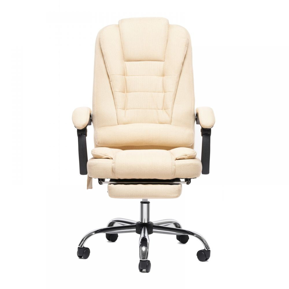 Scaun directorial, functii masaj, sezlong, suport picioare, Comodity, material textil, Crem