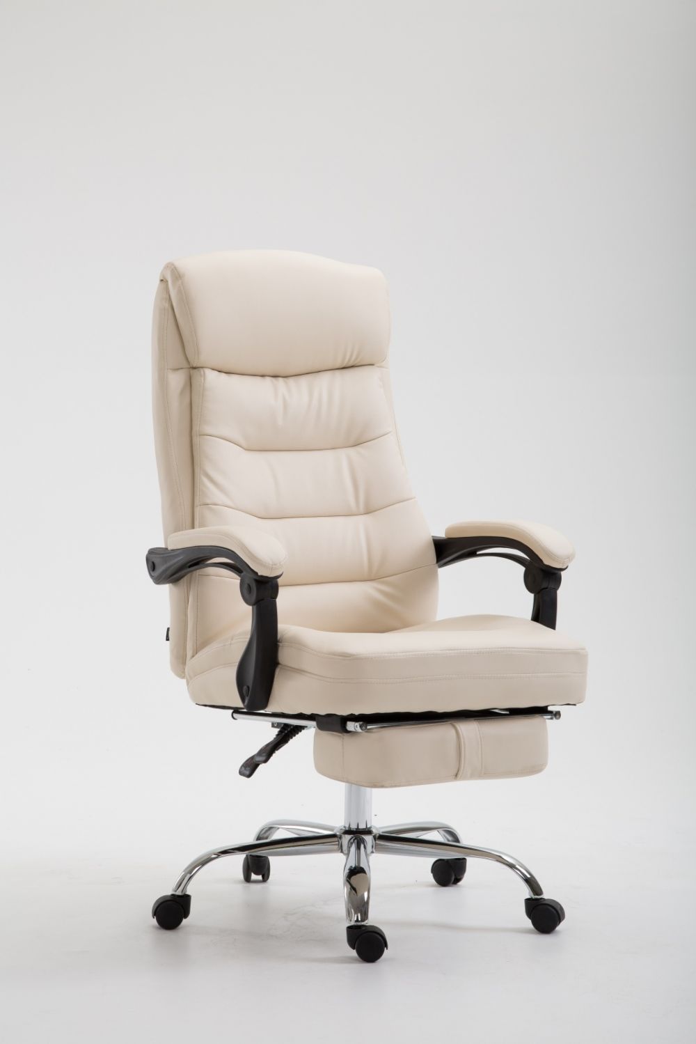 Scaun directorial cu suport picioare, funcție recliner, Mac, Crem