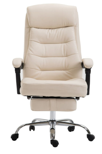 Scaun directorial cu suport picioare, funcție recliner, Mac, Crem