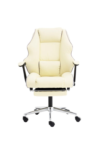 Scaun directorial recliner, suport picioare, Alb perlat 051