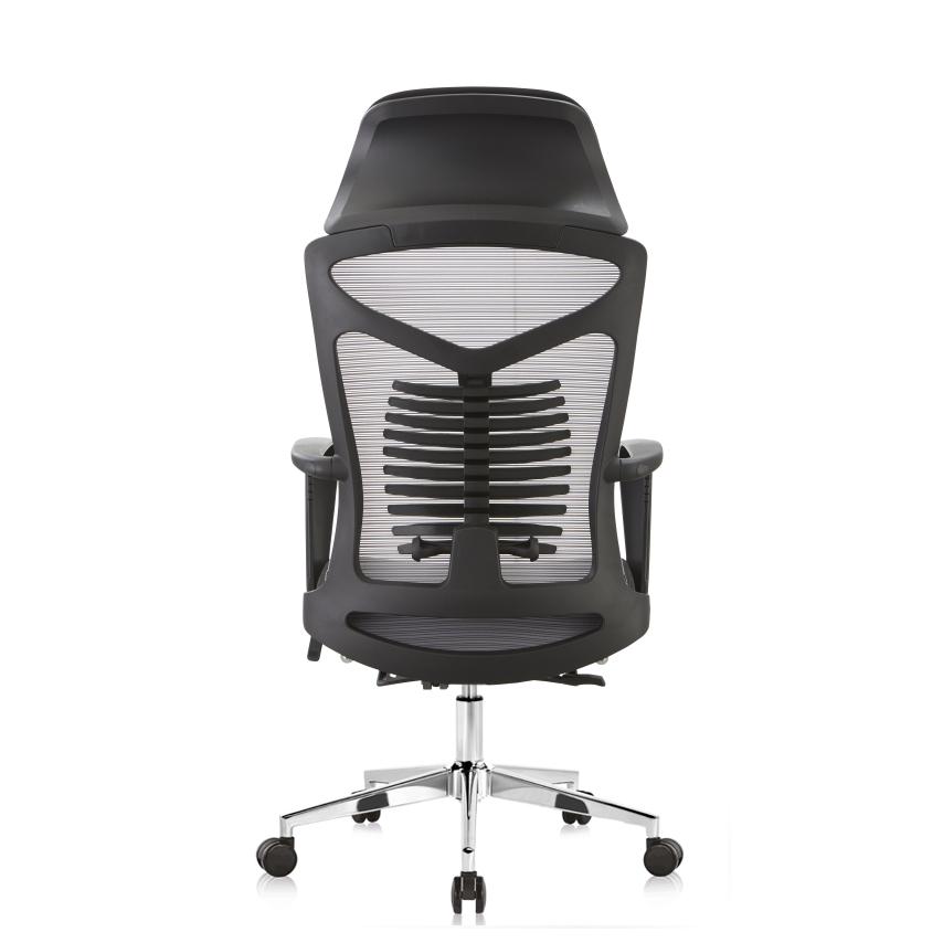 Scaun ergonomic de birou Petti cu reclinare suport pentru picioare, scaun de birou cu spate înalt, cu suport lombar, scaun reglabil pe înălțime, tetieră, spătar din plasă respirabil, pernă din spumă moale, alb