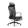 Scaun ergonomic de birou Petti cu reclinare suport pentru picioare, scaun de birou cu spate înalt, cu suport lombar, scaun reglabil pe înălțime, tetieră, spătar din plasă respirabil, pernă din spumă moale, negru