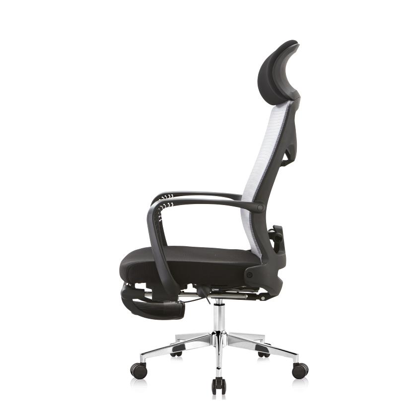 Scaun ergonomic de birou Petti cu reclinare suport pentru picioare, scaun de birou cu spate înalt, cu suport lombar, scaun reglabil pe înălțime, tetieră, spătar din plasă respirabil, pernă din spumă moale, alb