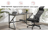 Scaun ergonomic de birou Petti cu reclinare suport pentru picioare, scaun de birou cu spate înalt, cu suport lombar, scaun reglabil pe înălțime, tetieră, spătar din plasă respirabil, pernă din spumă moale, negru