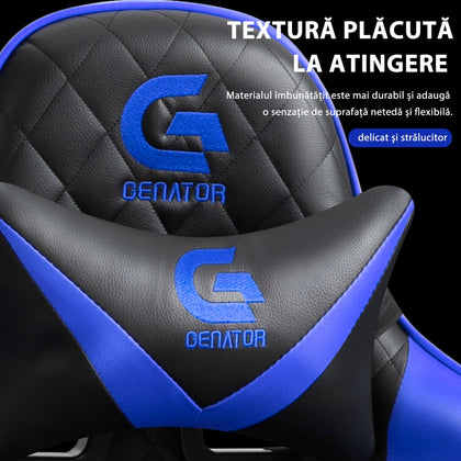 Scaune gaming Racing Lux, masaj in perna lombara, suport picioare, funcție sezlong, Racing Lux, Negru/Albastru