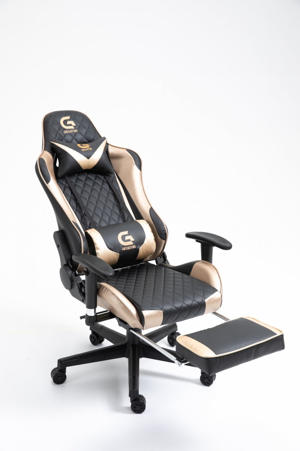 Scaun gaming Racing Lux, masaj in perna lombara, suport picioare, funcție sezlong,Negru/Auriu