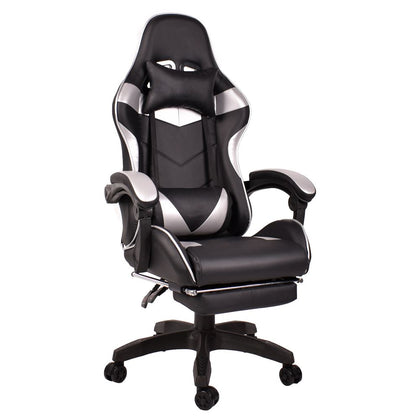 Scaun gaming, tetiera, suport lombar, Negru/Argintiu 9982