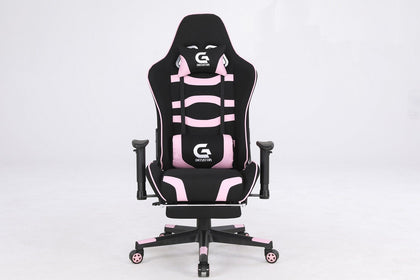 Scaun gaming V2 Material Textil, Functie Sezlong, Negru/Roz