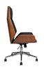 Scaun de birou KANSAS, recliner, Incarcat pana la 150 KG, Structura lemn, piele neagra