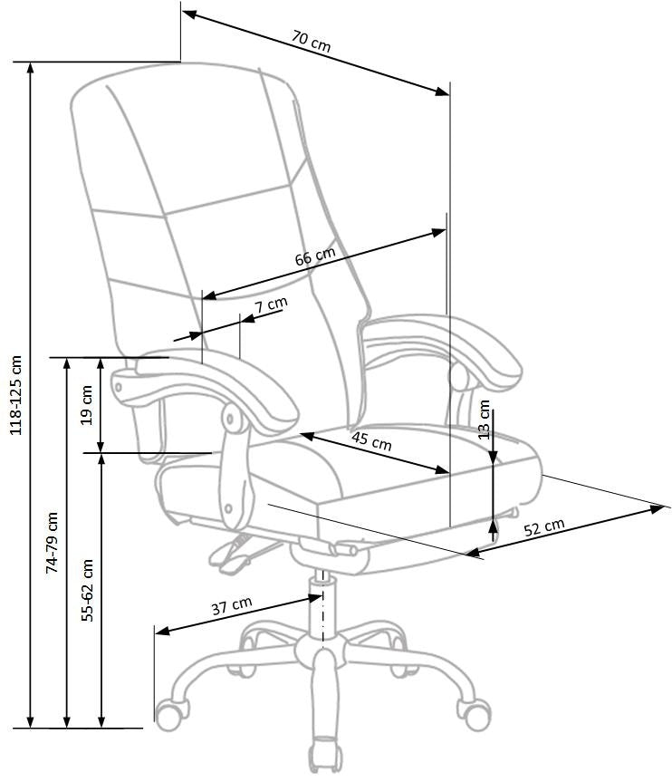 Scaun de birou directorial, recliner, tapitat cu piele ecologica, mecanism TILT, Vilda, negru