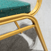 Scaun textil tapitat stivuibil verde cu auriu mat